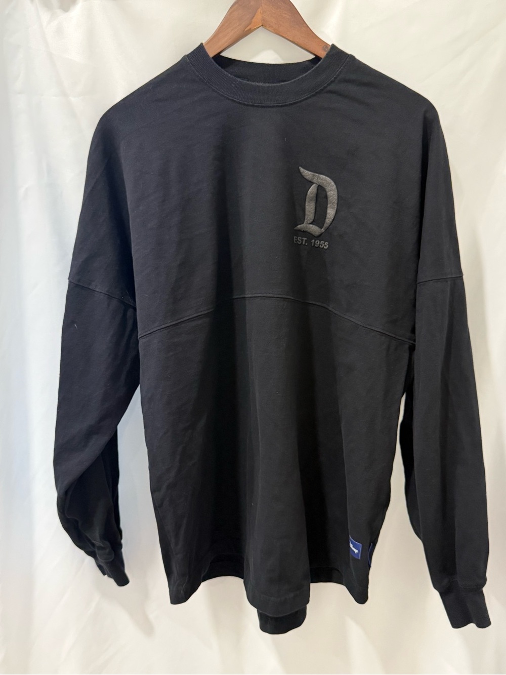 Disneyland Resort Black Spirit Jersey Oversized Puff Logo Long Sleeve M